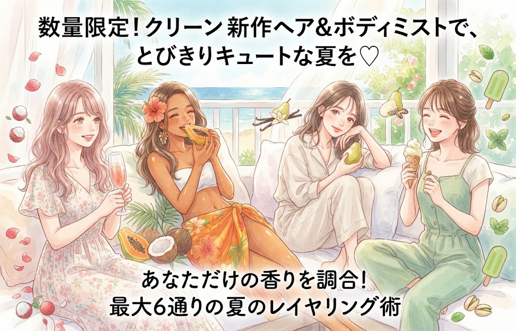 数量限定のクリーン新作ヘア＆ボディミストで楽しむ、夏にぴったりのレイヤリング術