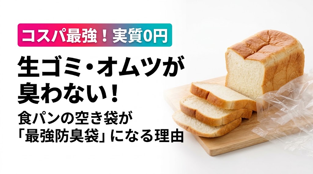 食パンの空き袋を生ゴミやオムツの防臭袋として活用するメリットを解説するアイキャッチ画像
